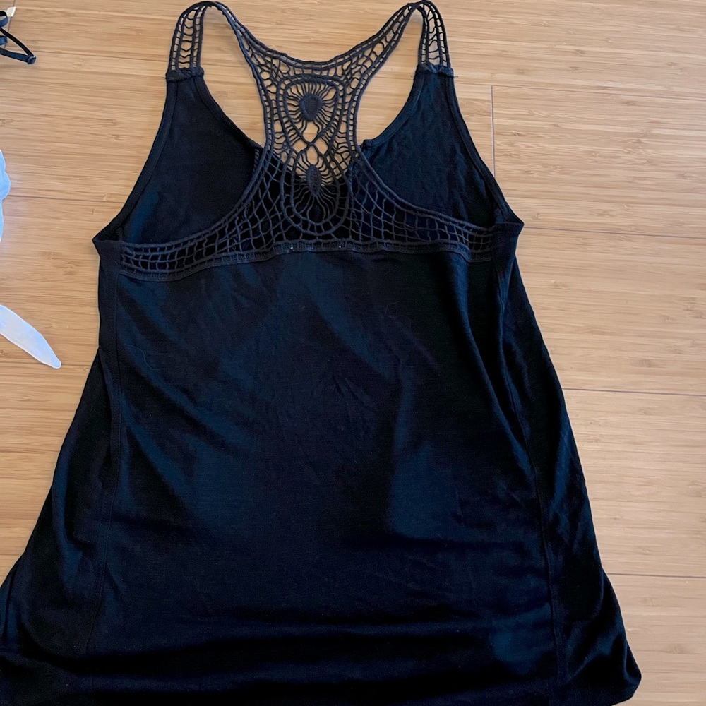 Dex black racer croichet back tank size medium